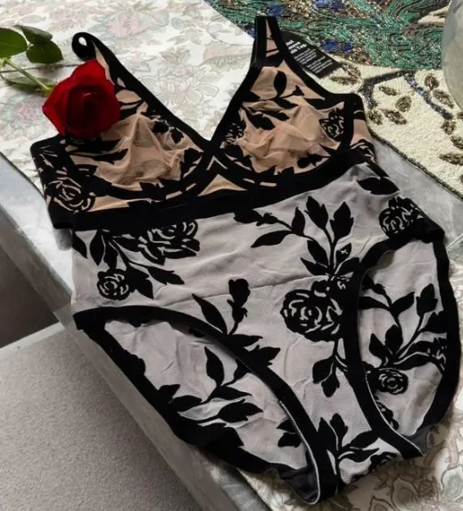 Floral Mesh Bra Set
